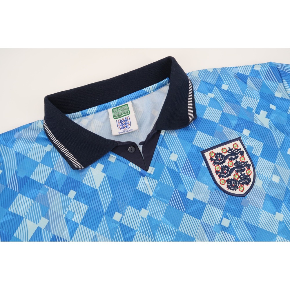 Score Draw England Soccer Jersey Mens XL Blue 1990 Retro Third Kit Football